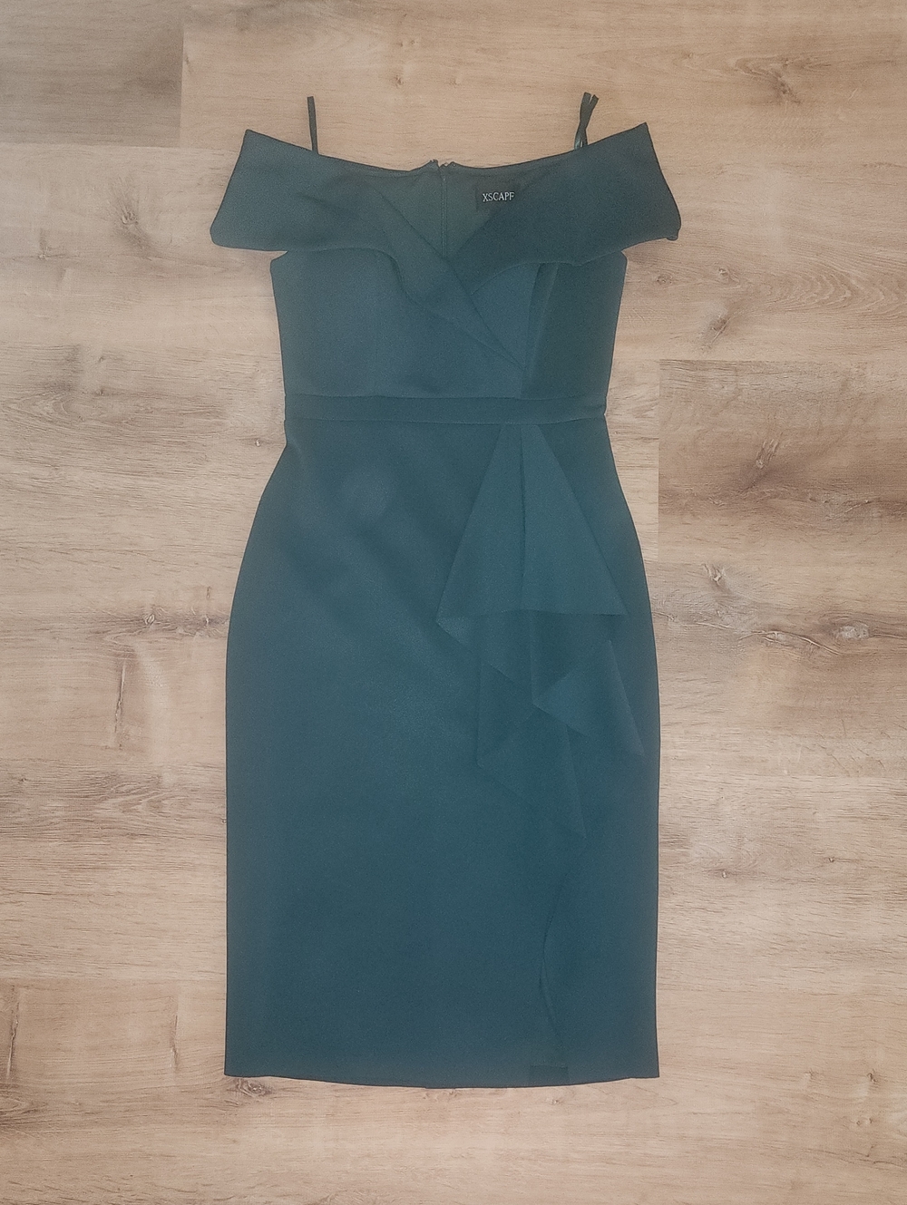 Xscape Emerald One-Shoulder Ruffle Sheath Cocktail Dress